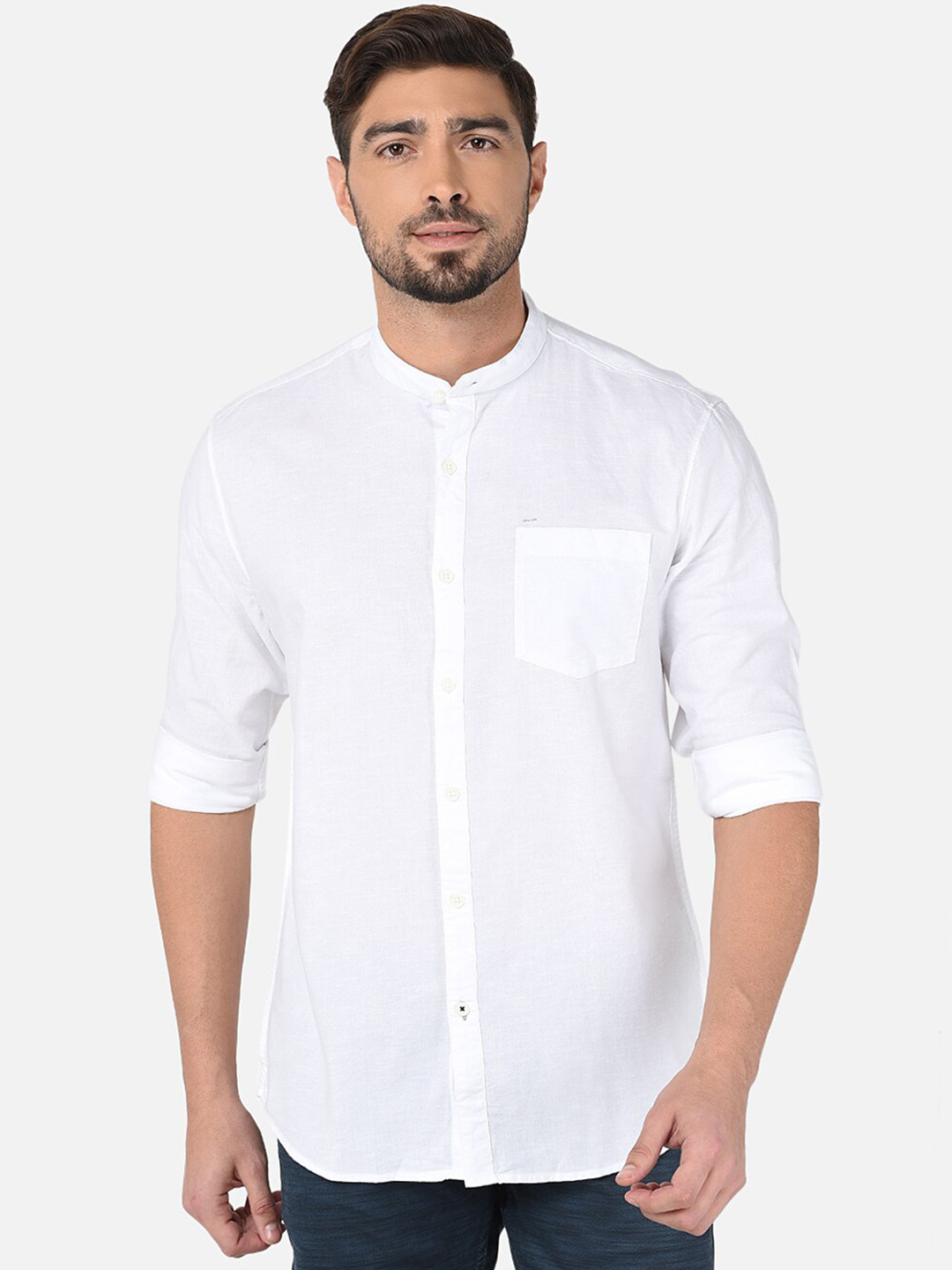 

Oxemberg Men White Classic Slim Fit Casual Shirt