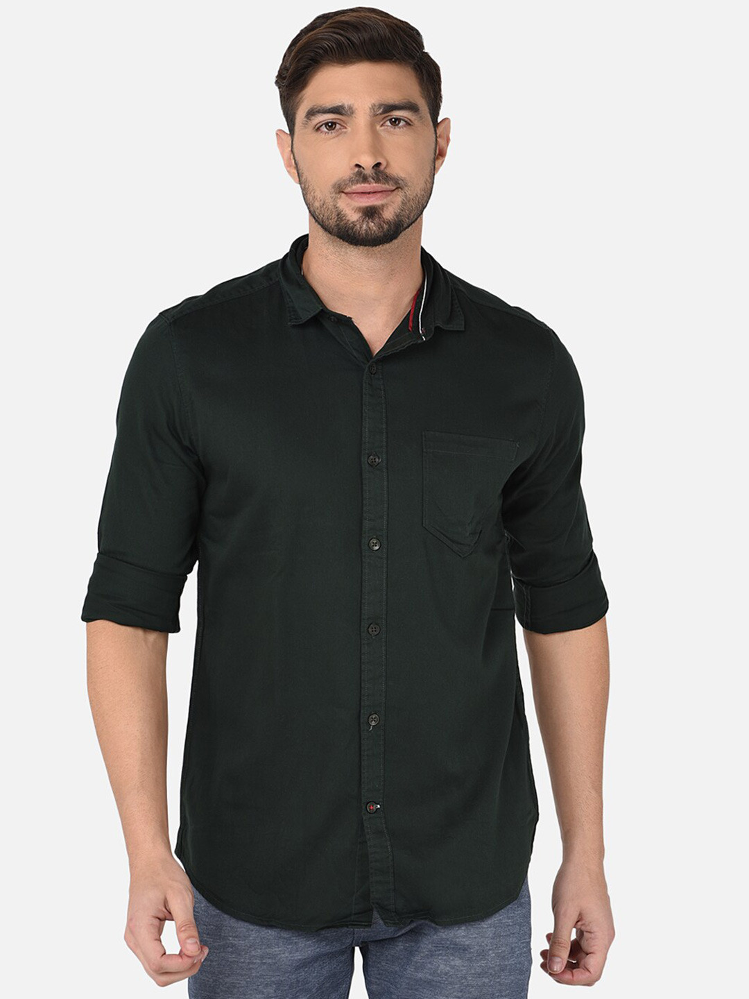 

Oxemberg Men Olive Green Classic Slim Fit Casual Shirt