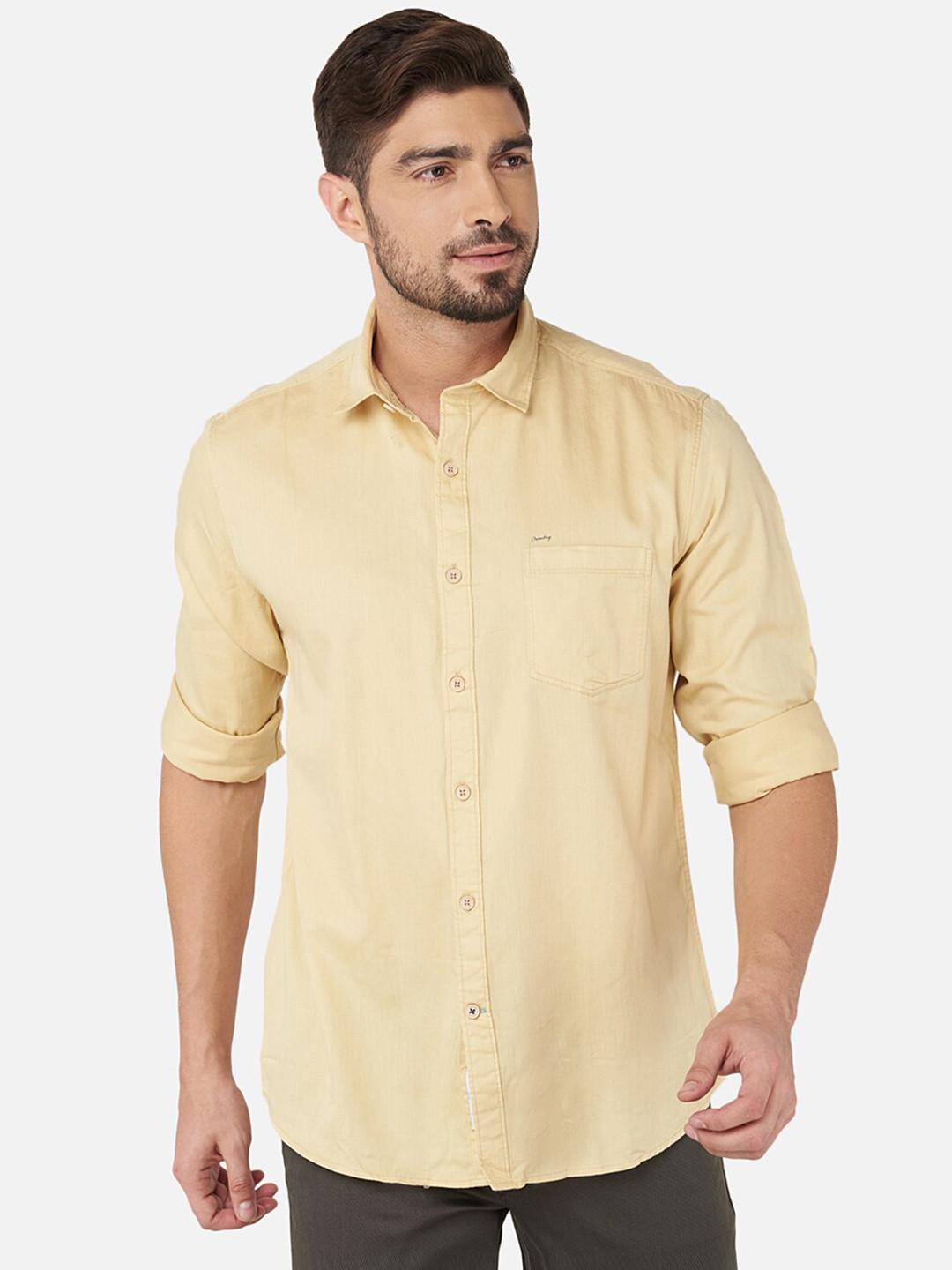 

Oxemberg Men Beige Classic Slim Fit Casual Shirt