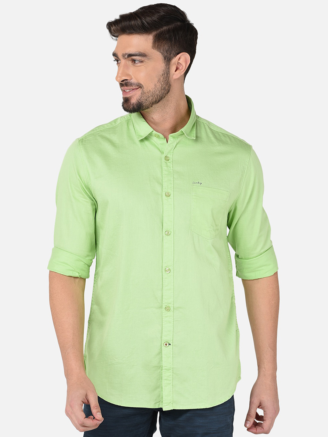 

Oxemberg Men Green Classic Slim Fit Casual Shirt