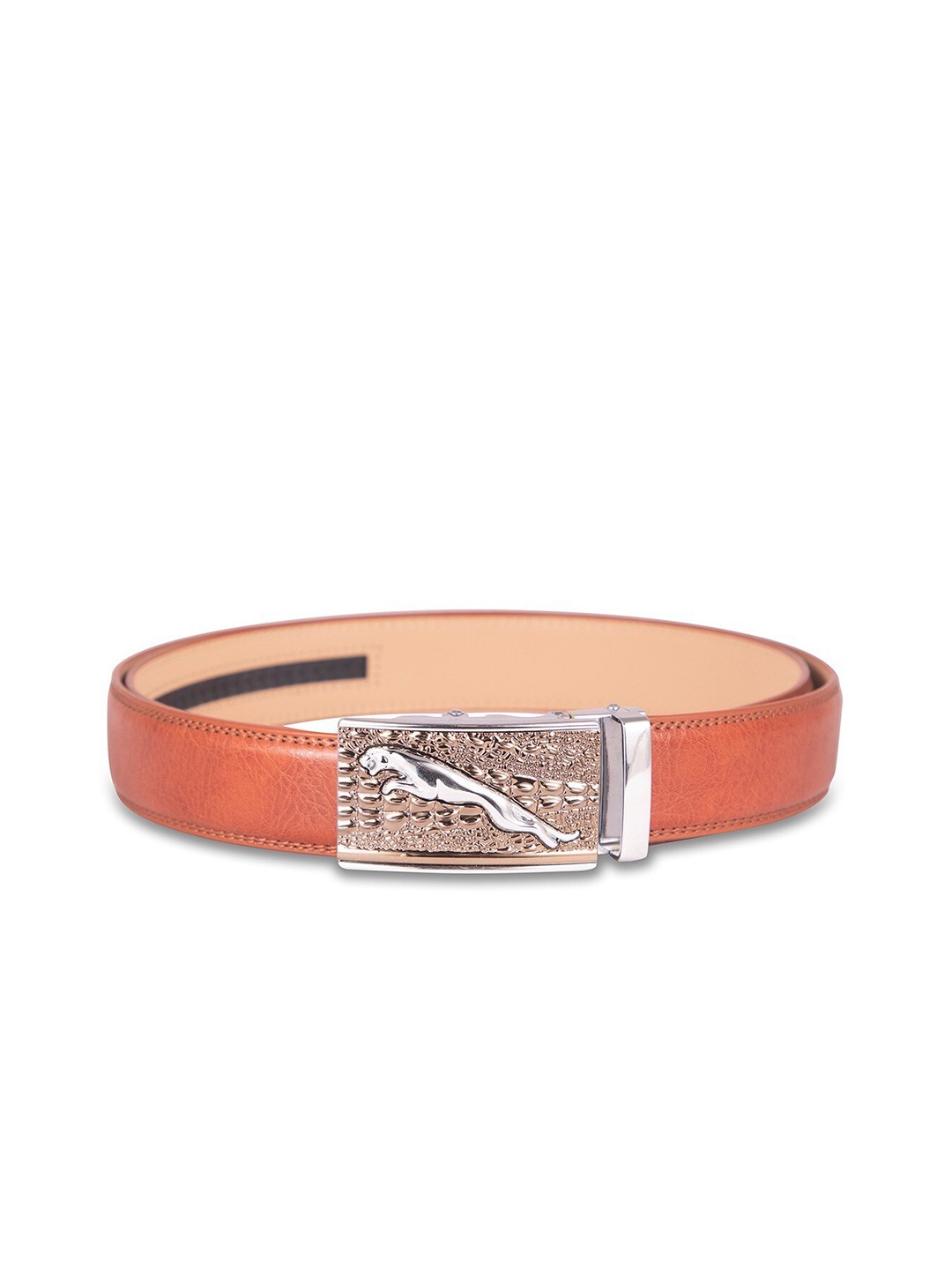 

BANGE Men Brown Solid Genuine Leather Belt with Crocodile Head Imprint Buckle