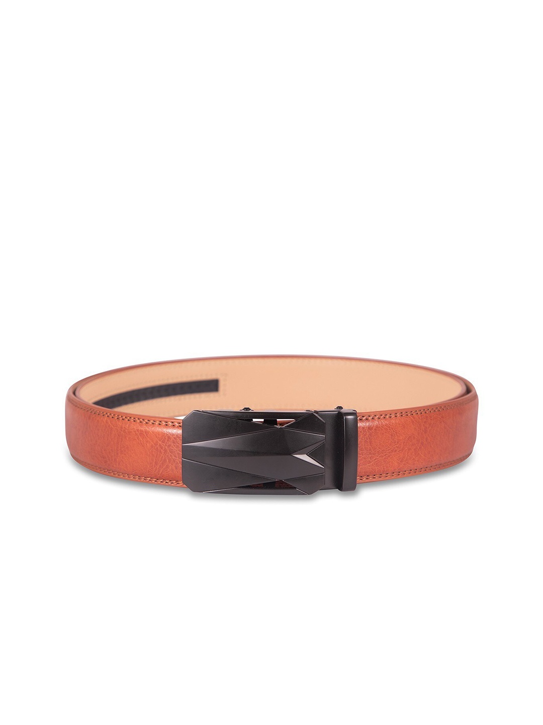 

BANGE Men Red Textured Leather Belt