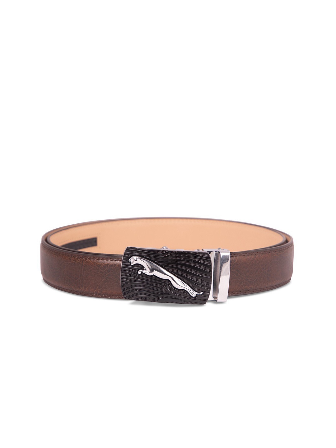 

BANGE Men Brown Textured Leather Belt