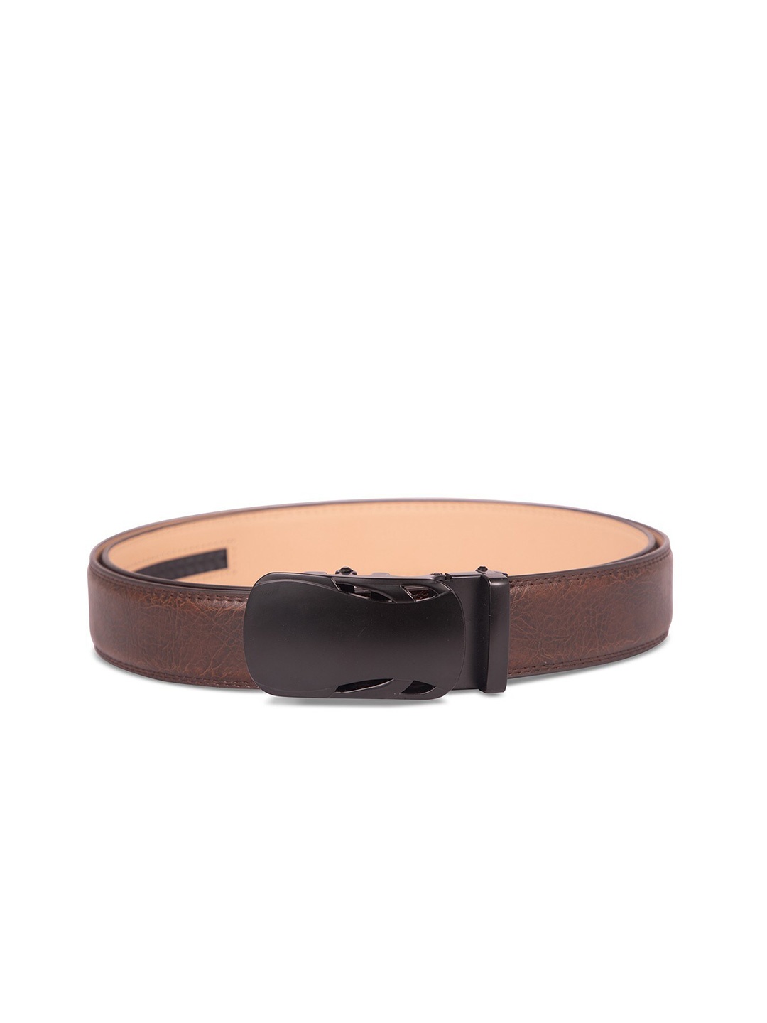 

BANGE Men Brown Textured Leather Belt