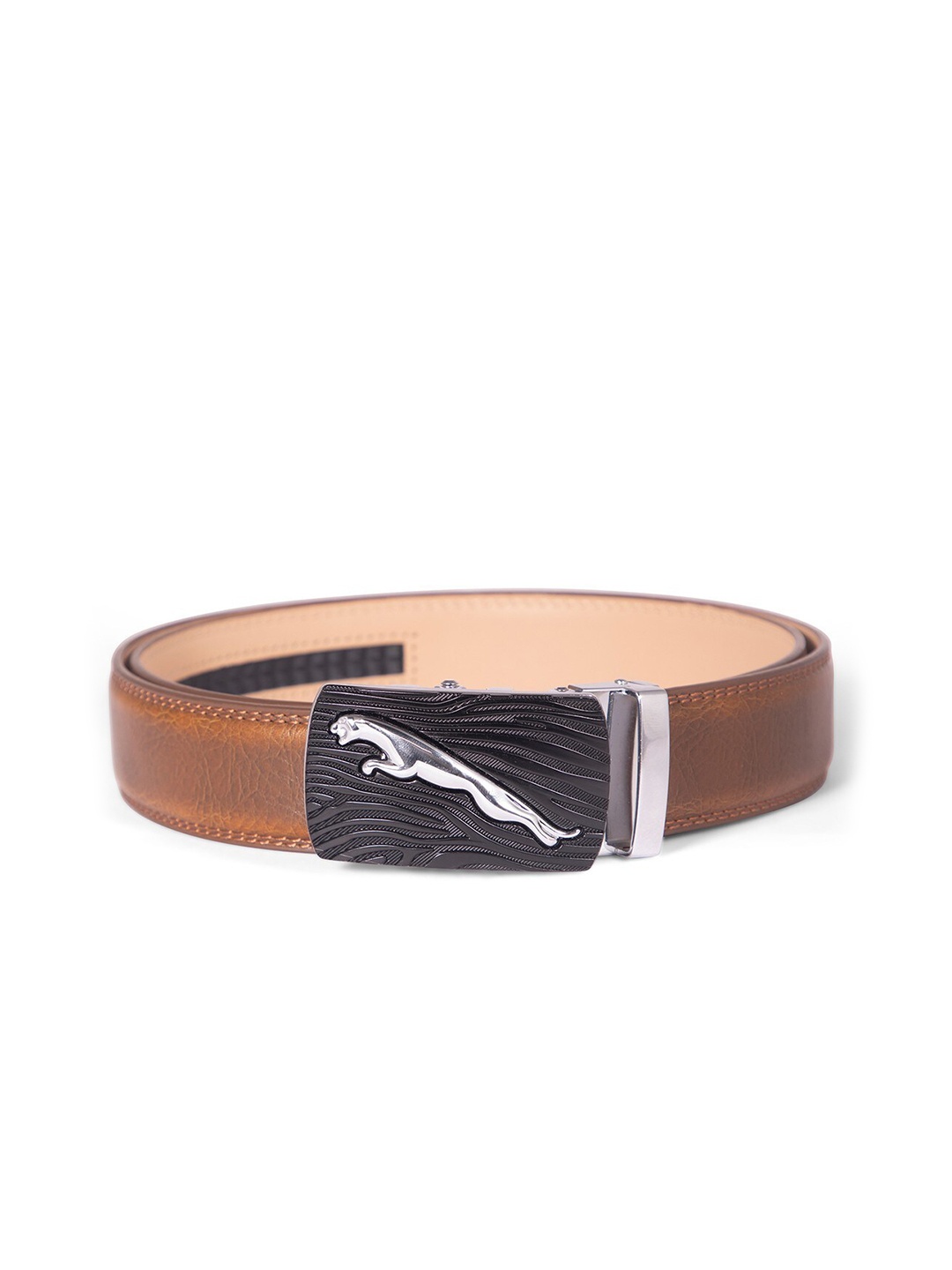 

BANGE Men Brown Textured Leather Belt
