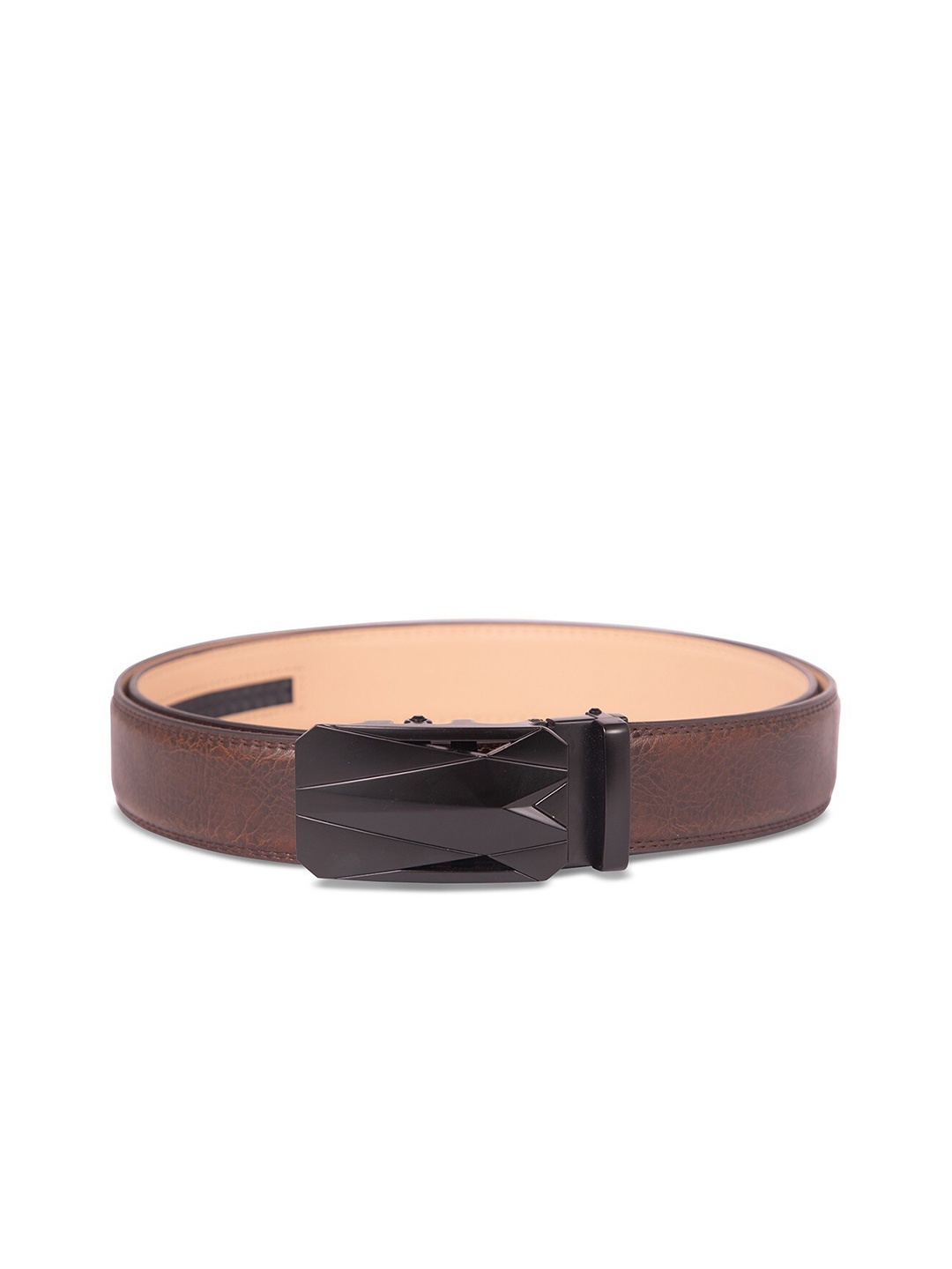 

BANGE Men Brown Textured Genuine Leather Belt With Crocodile design Buckle