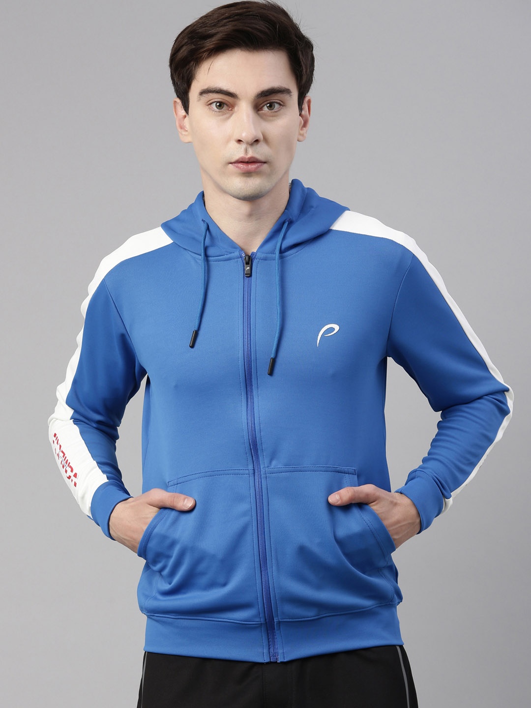 

Proline Men Blue & White Hooded Sweatshirt