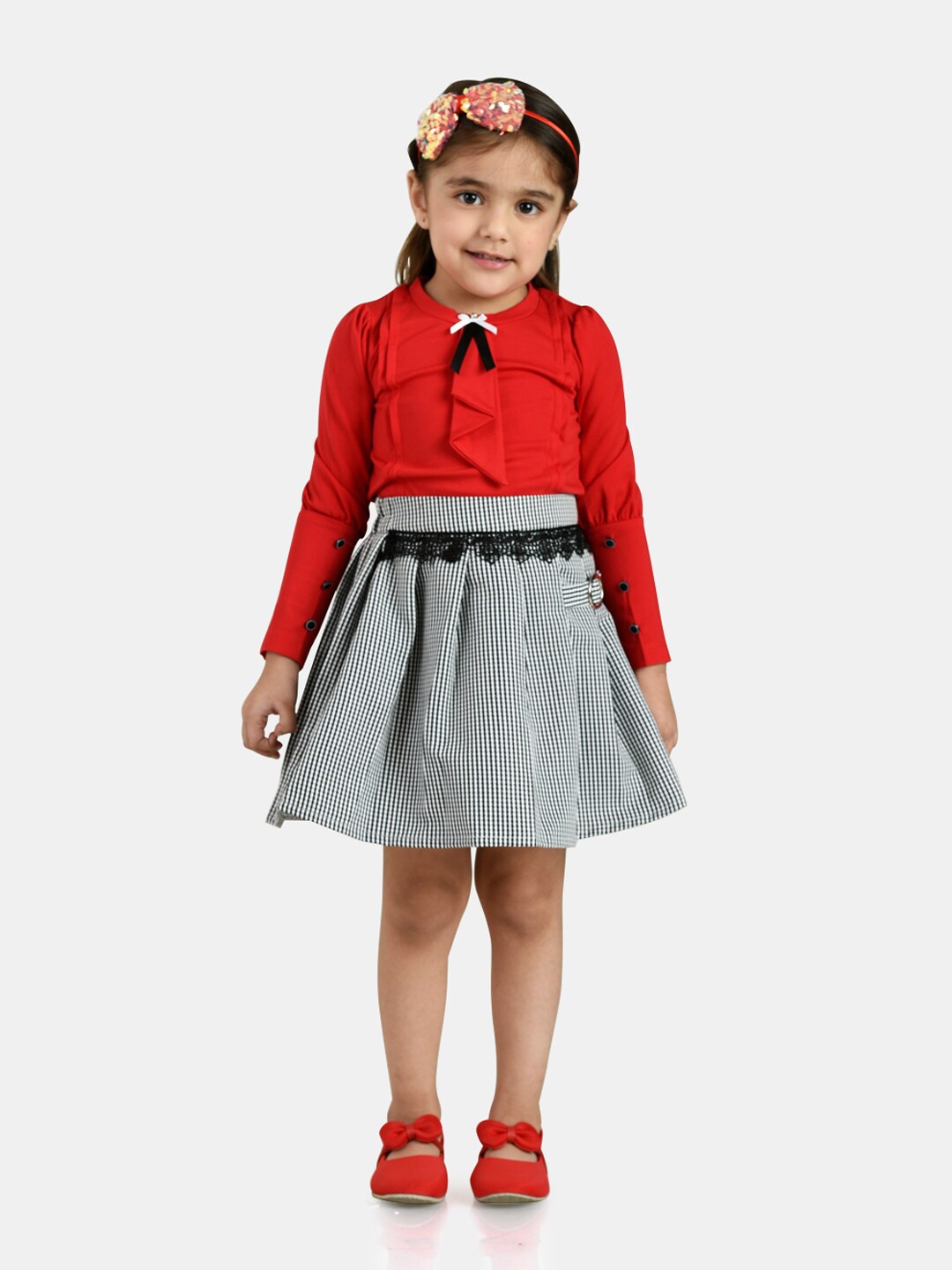 

Peppermint Girls Red & Grey Top with Skirt