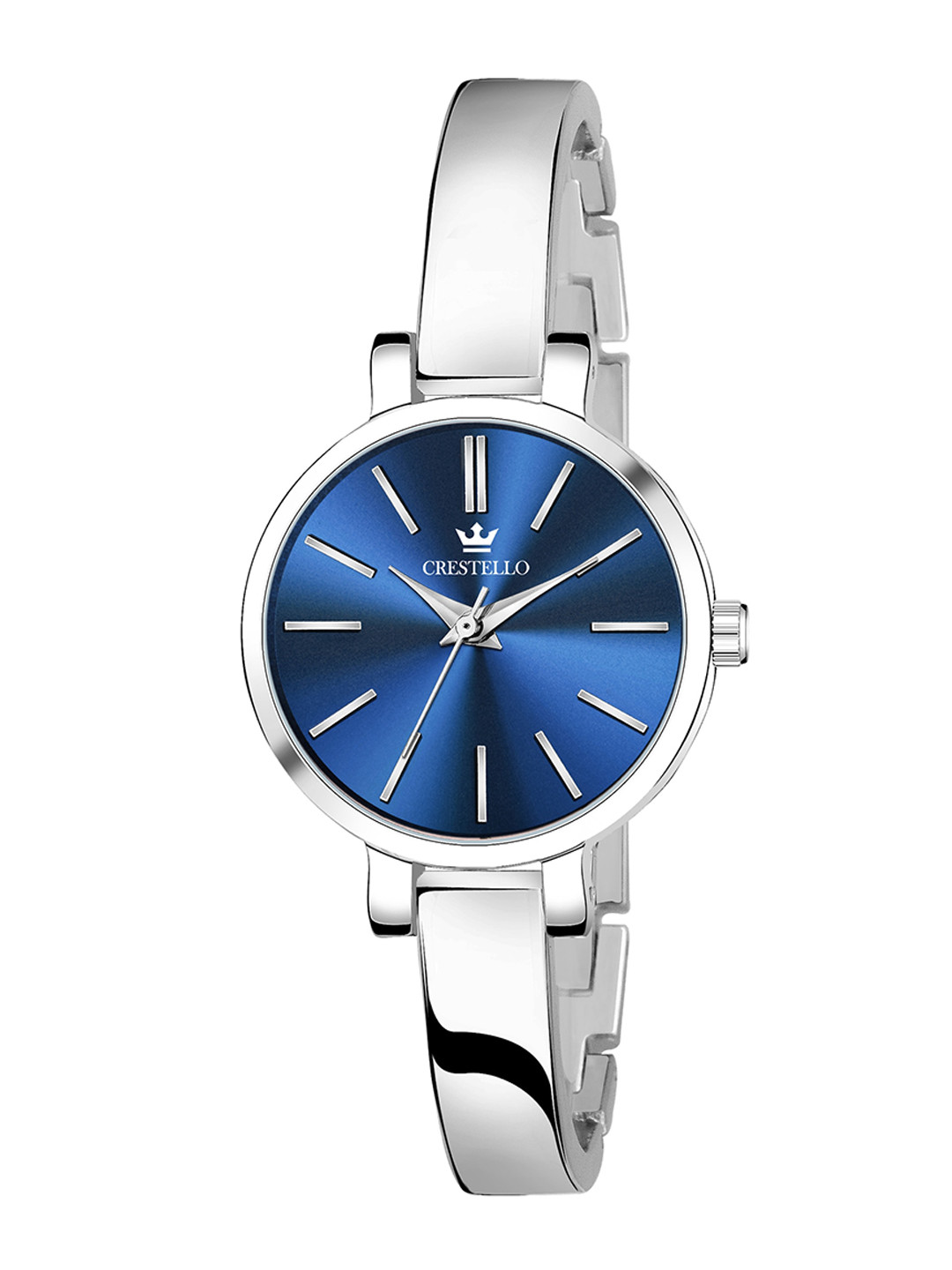 

CRESTELLO Women Blue Brass Dial & Silver Toned Bracelet Style Straps Analogue Watch CR-JWL181-BLUSLV