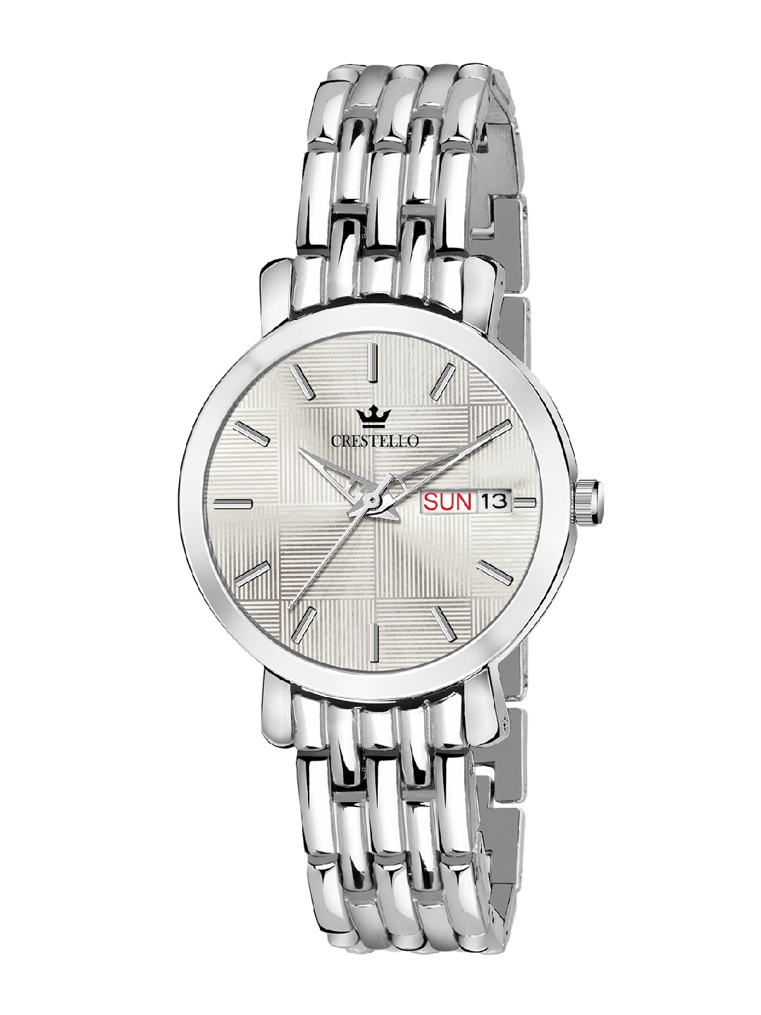 

CRESTELLO Woman Silver-Toned Brass Dial & Silver Bracelet Style Straps Watch