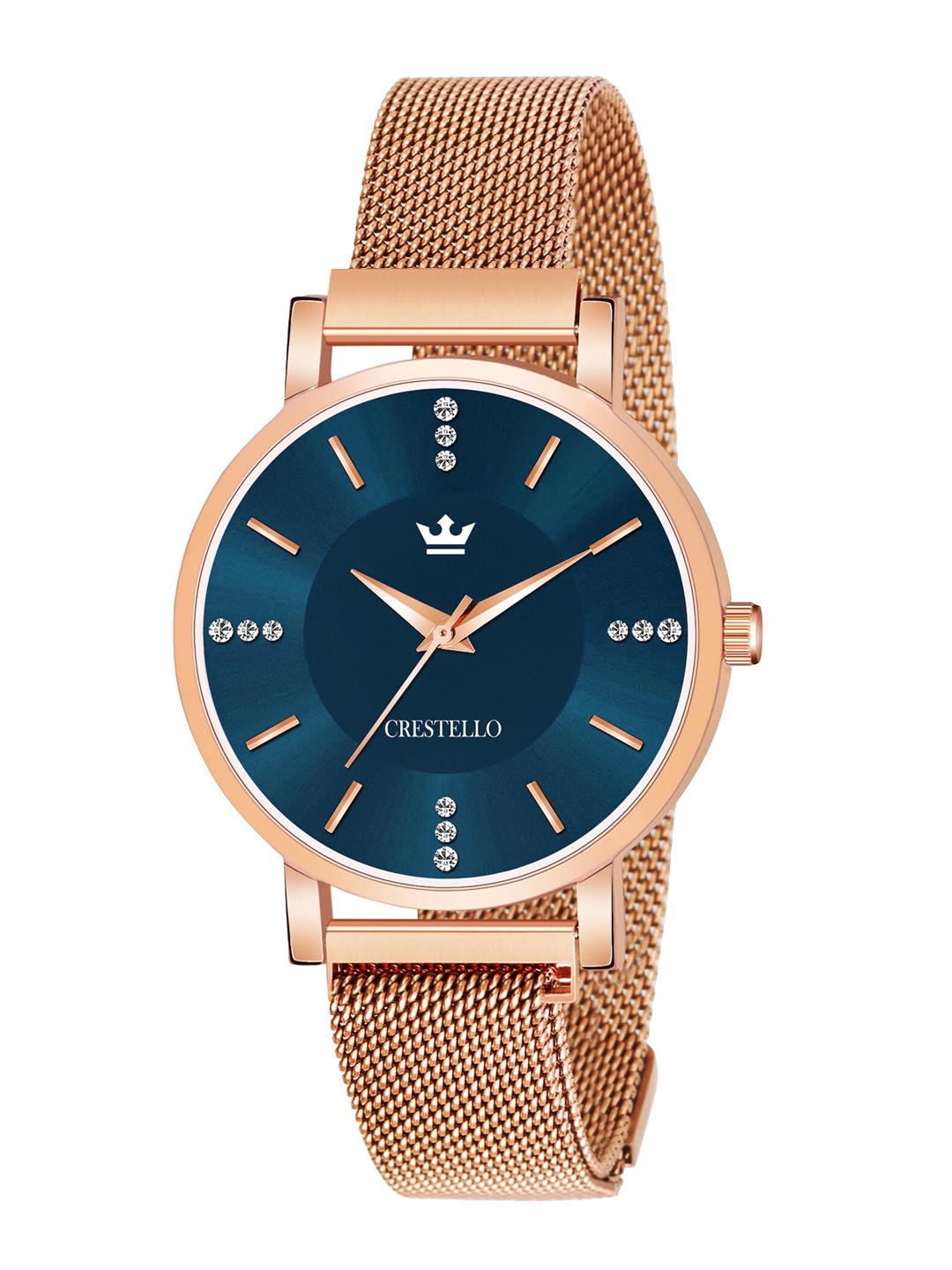 

CRESTELLO Women Blue Brass Dial Bracelet Style Straps Analogue Watch CR-RG113-BLU