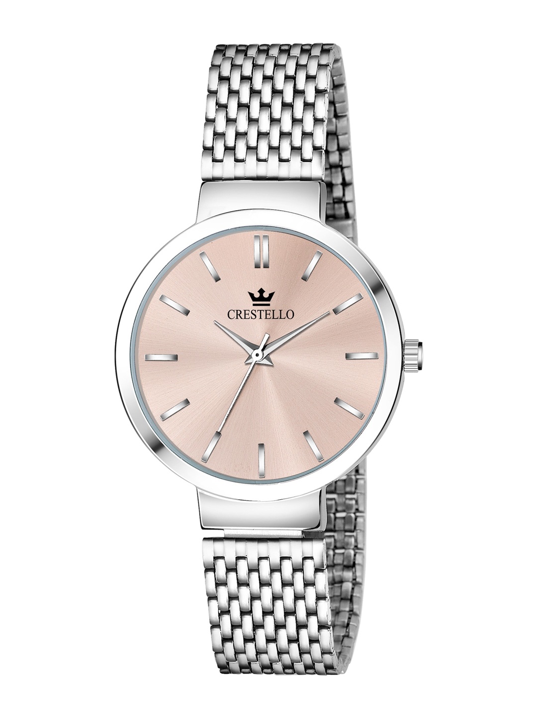 

CRESTELLO Women Pink Brass Dial & Silver Toned Straps Analogue Watch CR-L121-PNK-CH