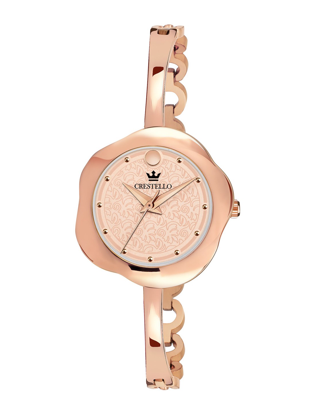 

CRESTELLO Women Rose Gold-Toned Brass Dial & Rose Gold Toned Bracelet Style Straps Analogue Watch