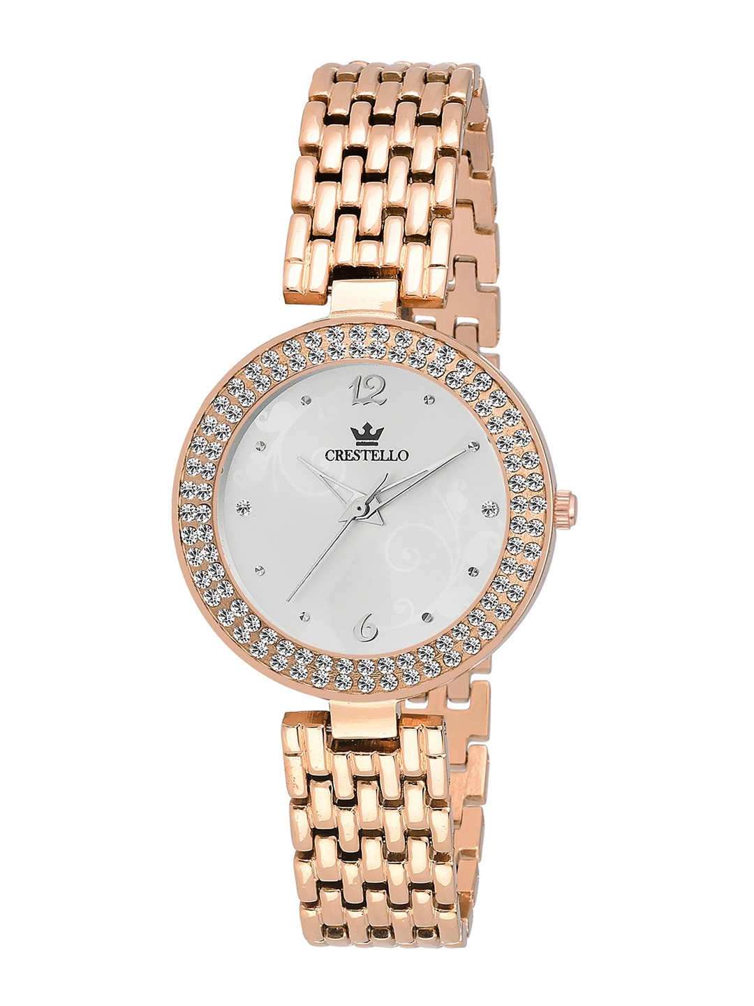 

CRESTELLO Women Silver-Toned Brass Embellished Dial Analogue Watch CRST6210RG-SLV