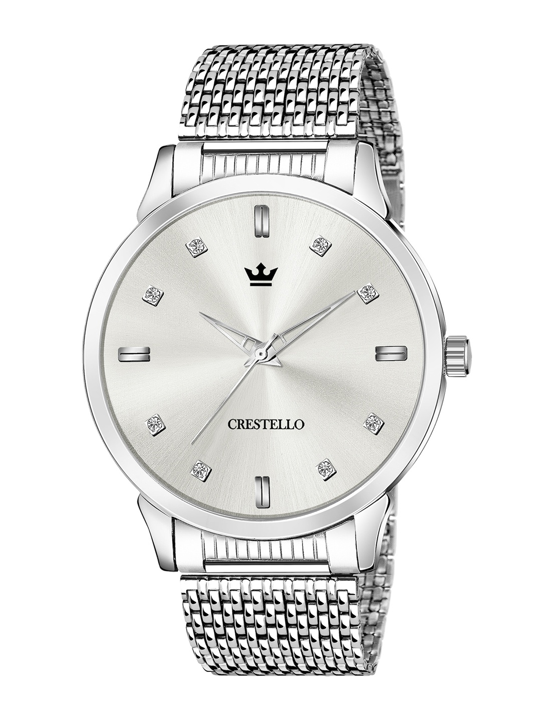 

CRESTELLO Men Silver-Toned Dial & Bracelet Style Straps Analogue Watch CR-SLM001-SLV
