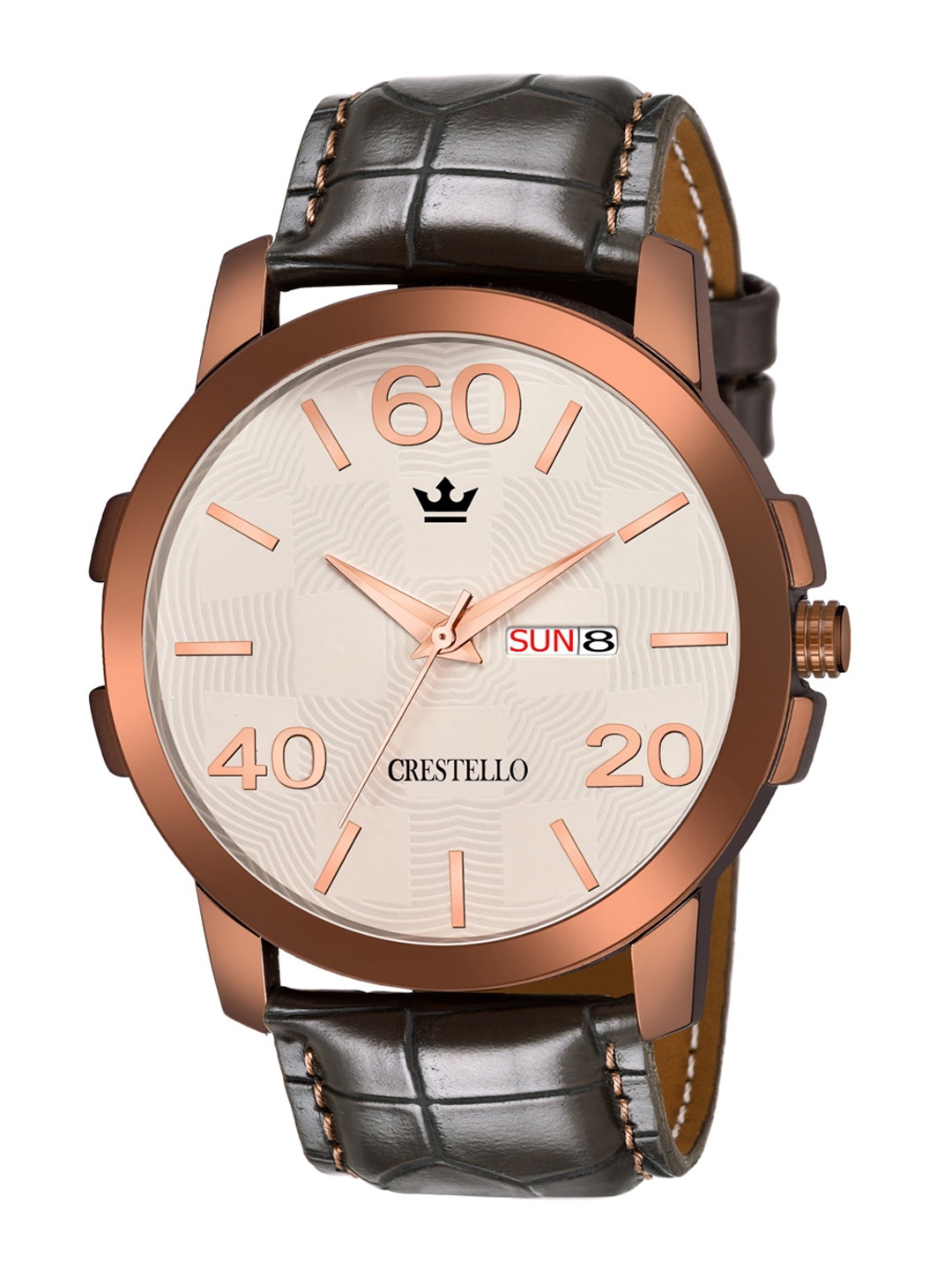 

CRESTELLO Men White Brass Dial & Brown Straps Analogue Watch - CR-BW005-WT-BRW