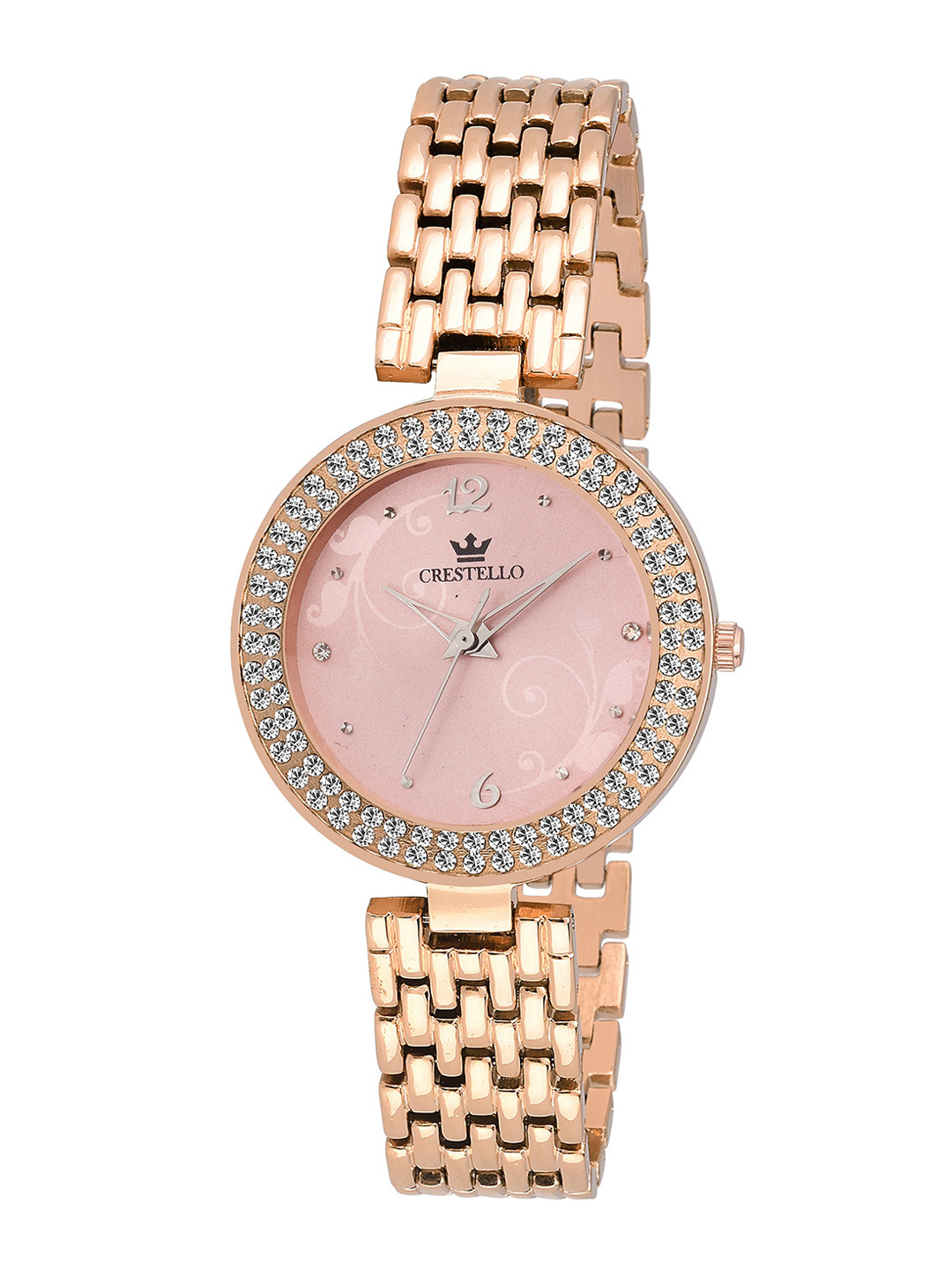

CRESTELLO Women Pink Embellished Dial Bracelet Style Straps Analogue Watch