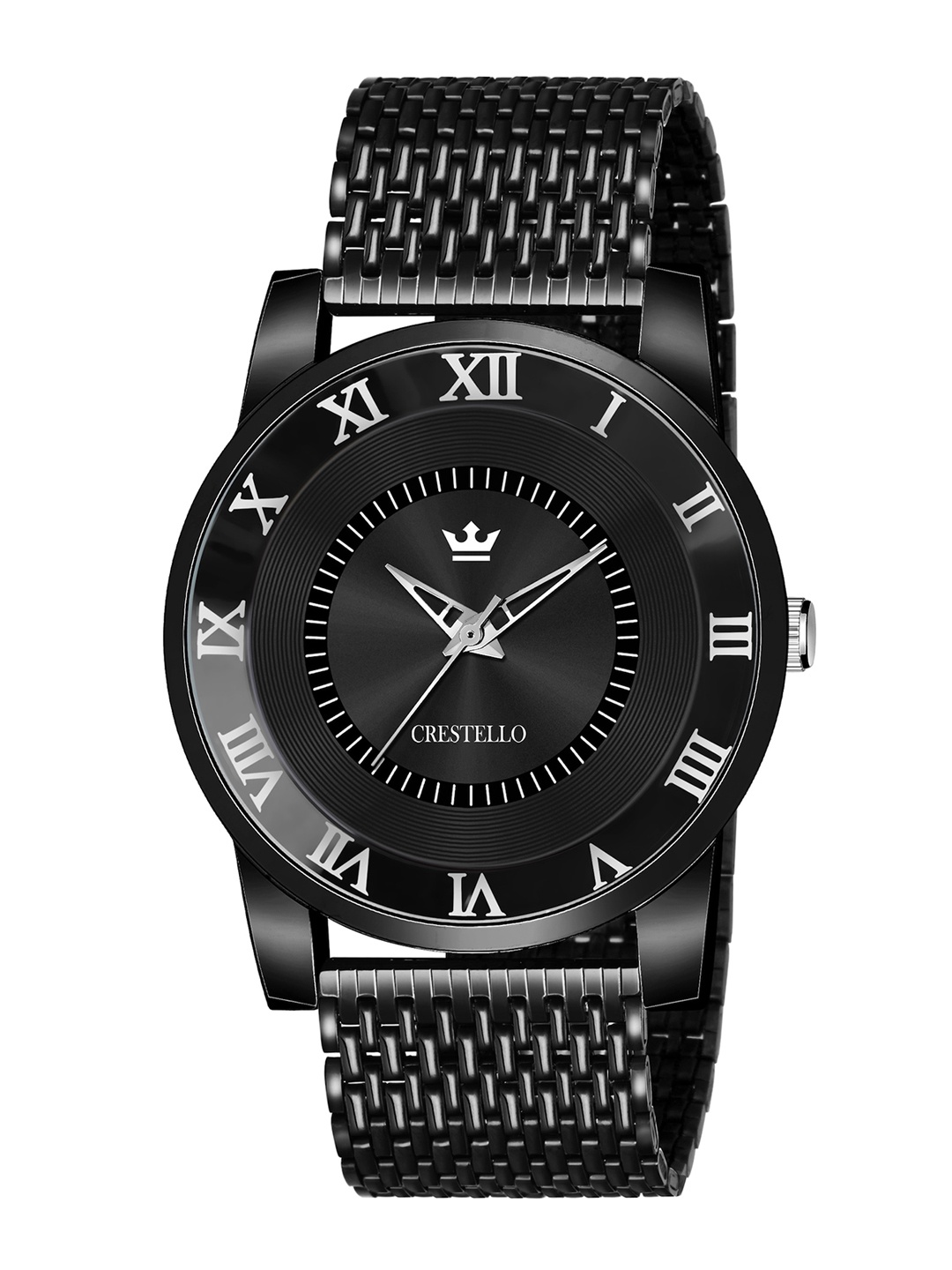

CRESTELLO Men Black Brass Dial & Black Bracelet Style Straps Analogue Watch CR-BK012-BLK