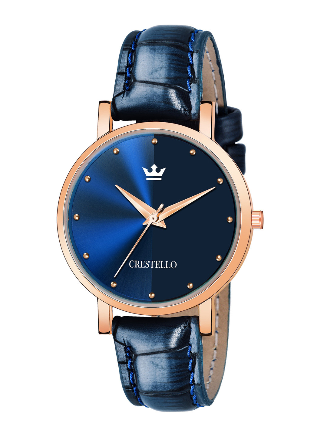 

CRESTELLO Women Blue Brass Printed Dial & Blue Straps Analogue Watch CR-L104-RGBLU