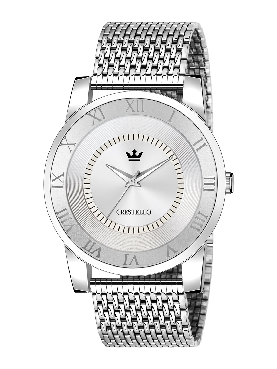 

CRESTELLO Men Silver-Toned Stainless Steel Bracelet Style Straps Watch