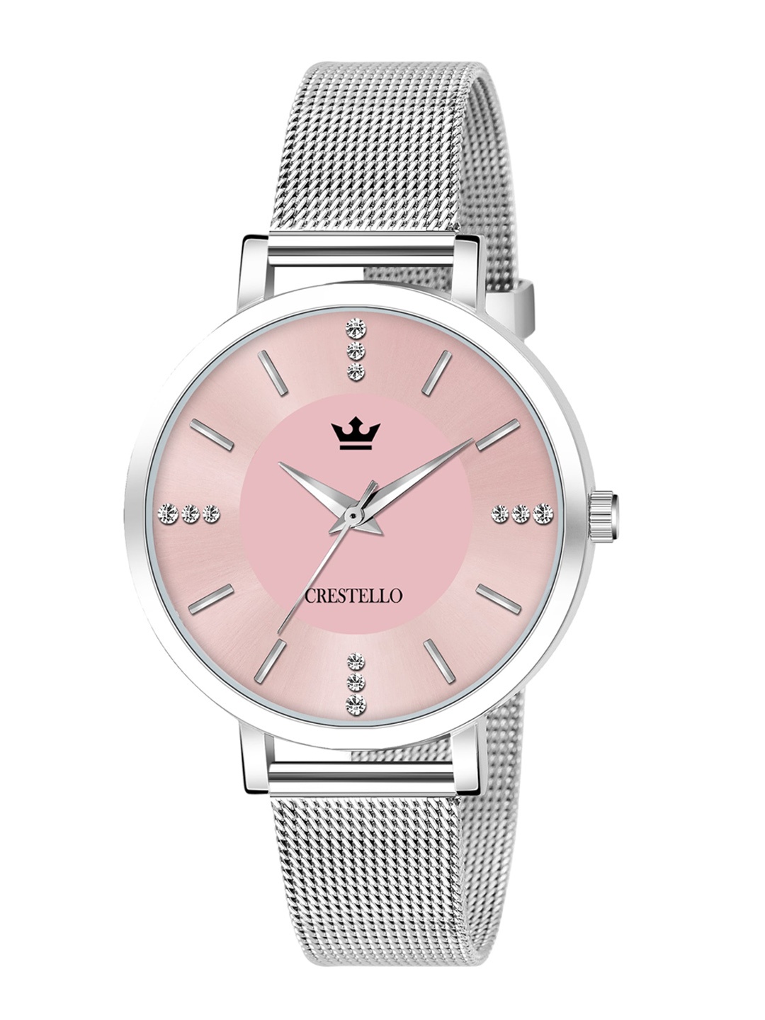 

CRESTELLO Women Pink Brass Dial & Silver Toned Straps Analogue Watch CR-WT113-PNK-CH