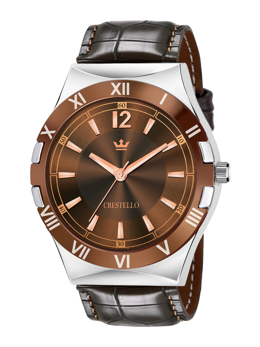 

CRESTELLO Men Brown Brass Dial & Brown Straps Analogue Watch CR-WT008-BRWN