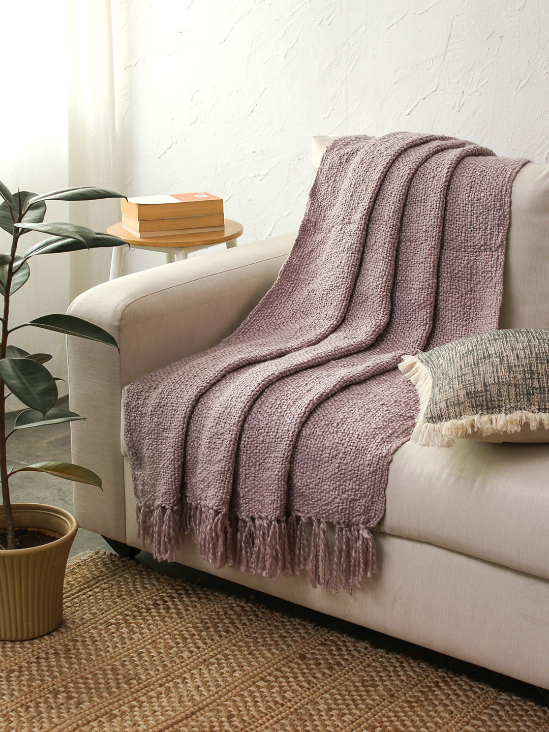 

House This Grey Self-Design Sofa Throw