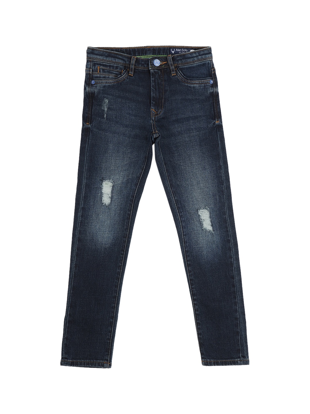 

Allen Solly Junior Boys Navy Blue Skinny Fit Mildly Distressed Heavy Fade Jeans