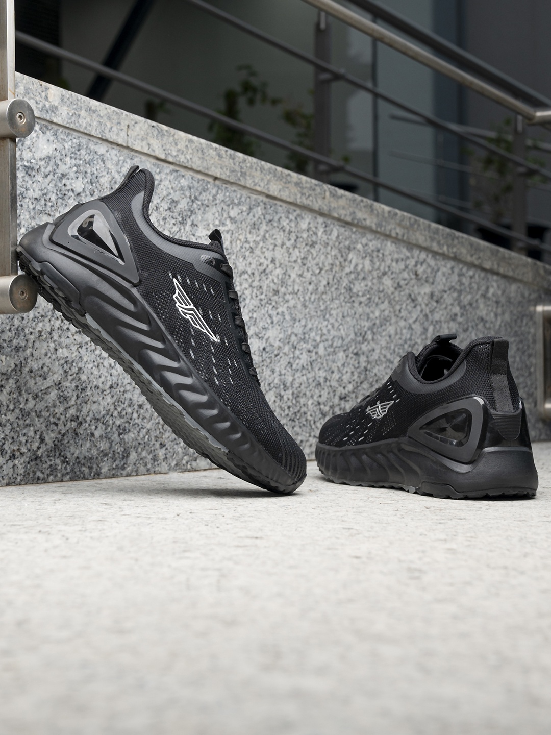 Red Tape Men Black Mesh Walking Shoes