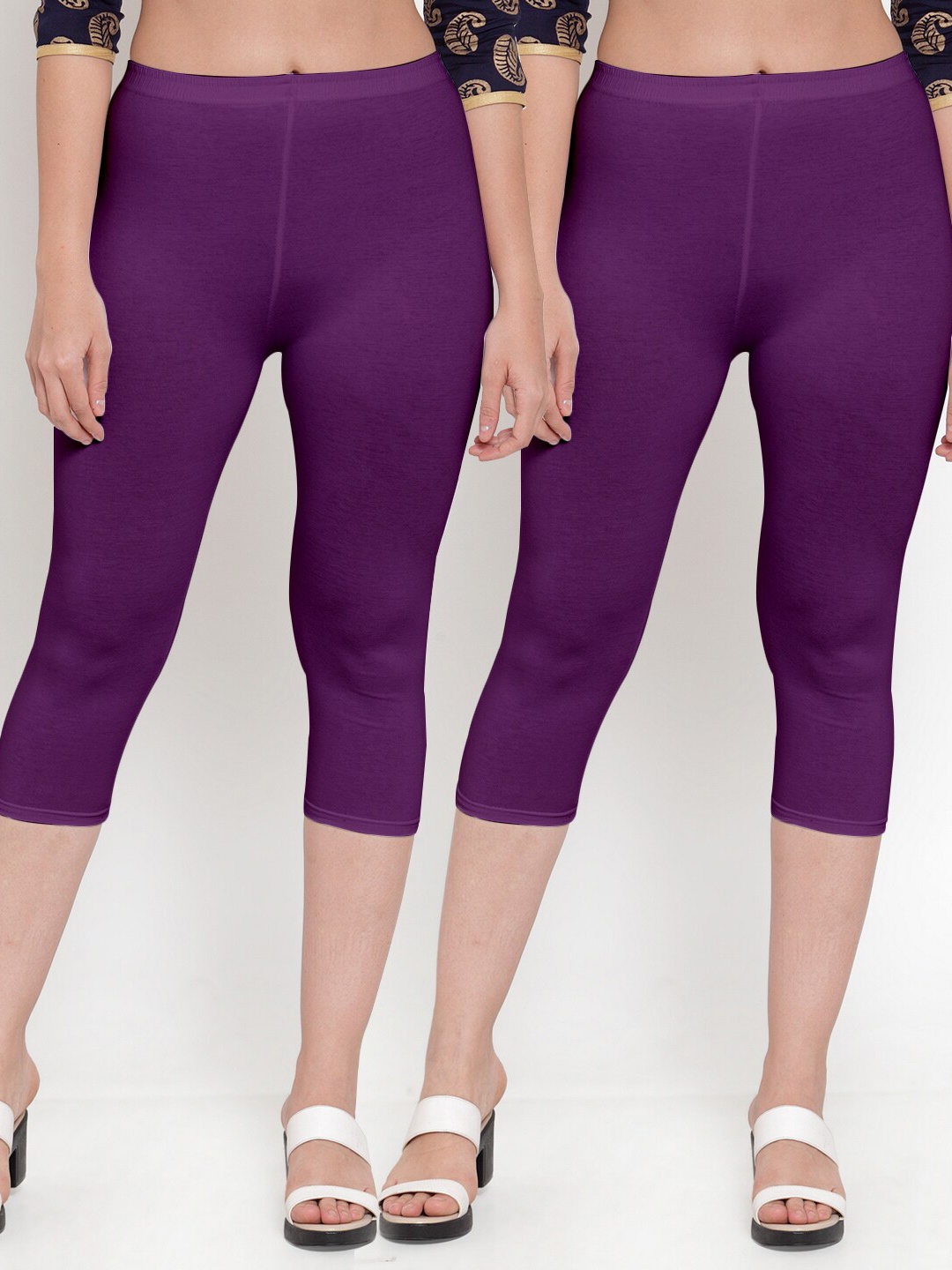 

GRACIT Women Pack Of 2 Purple Capris