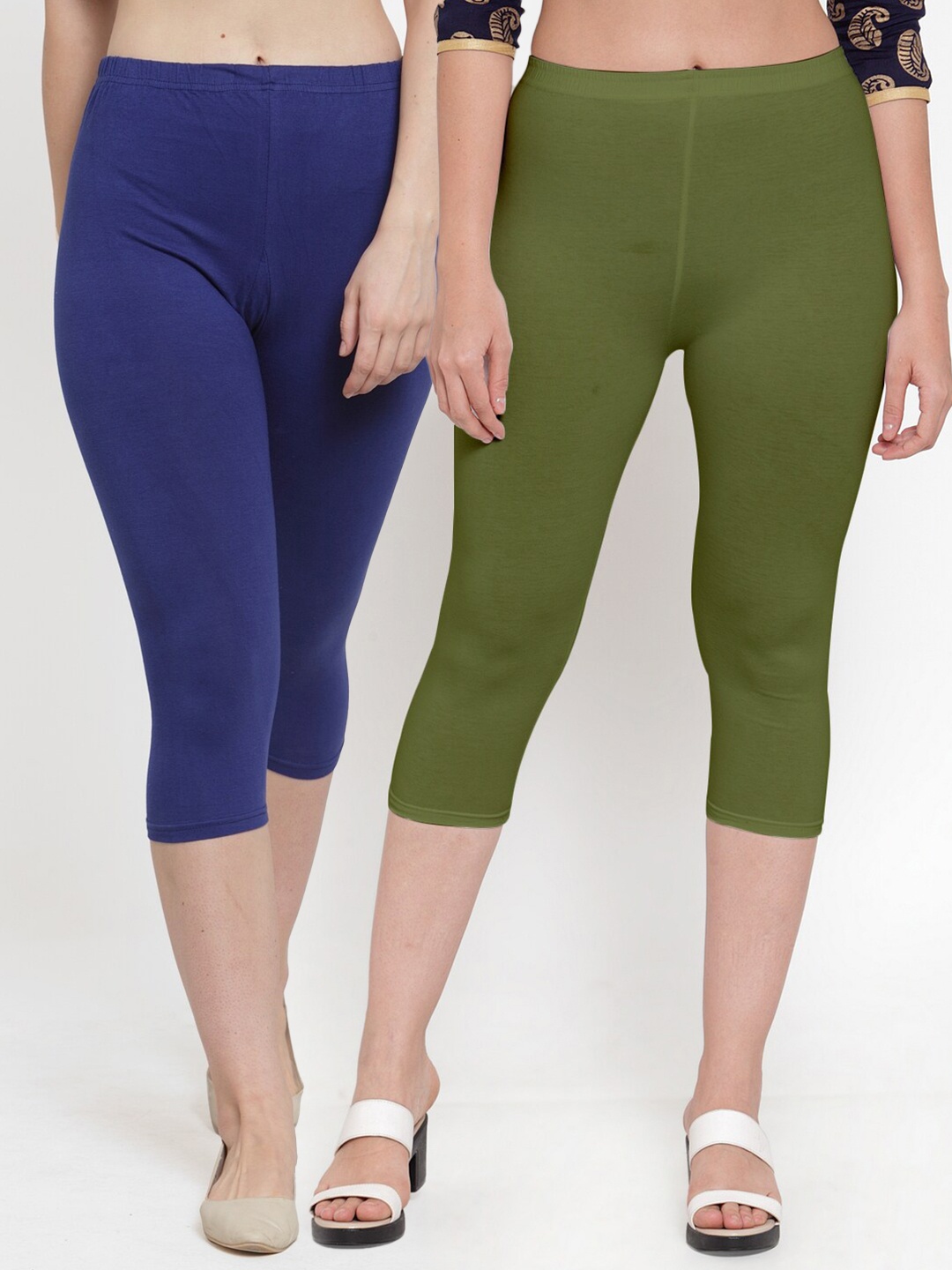 

GRACIT Women Pack Of 2 Blue & Green Capris