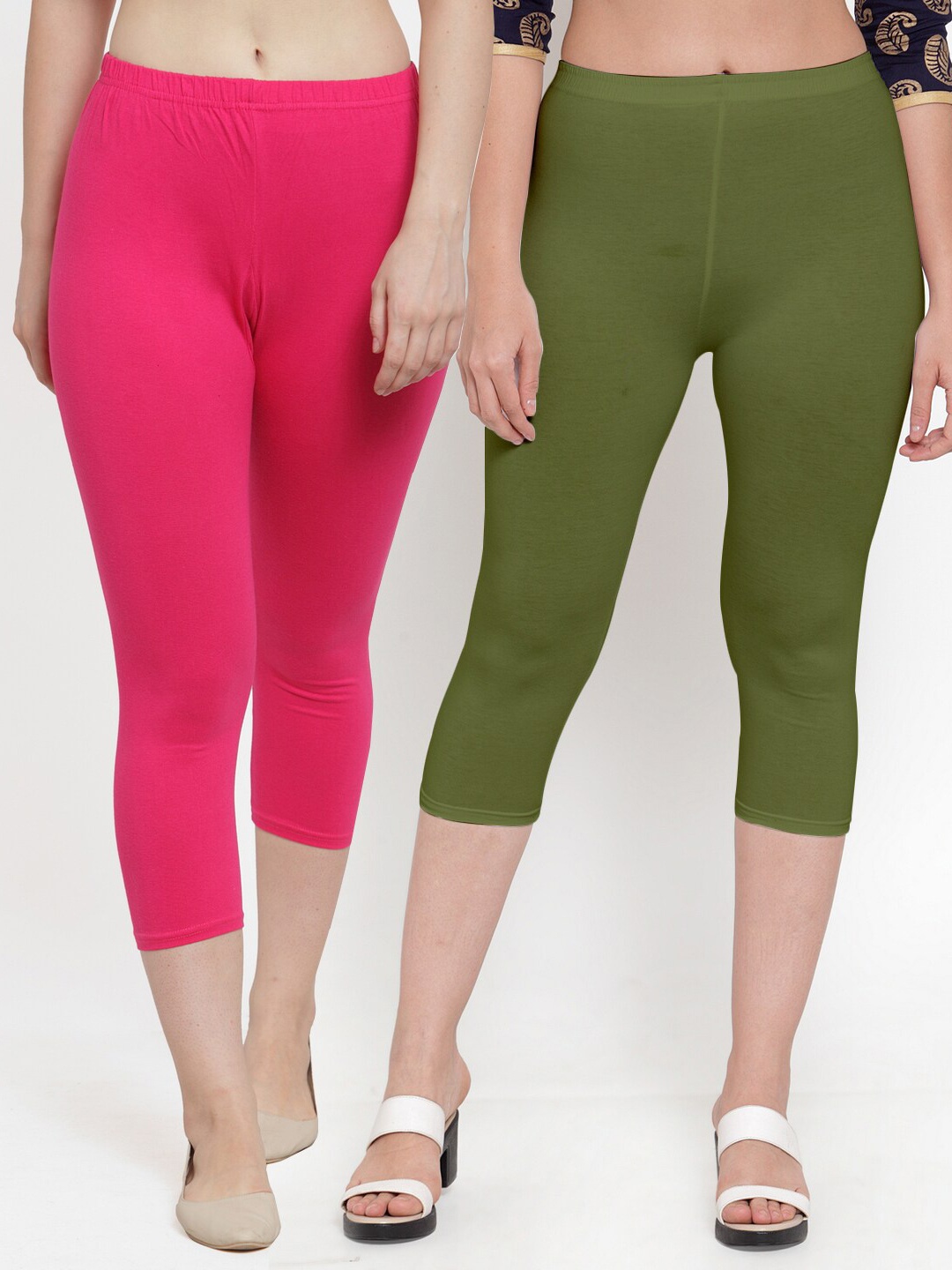 

GRACIT Women Pack Of 2 Pink & Green Capris
