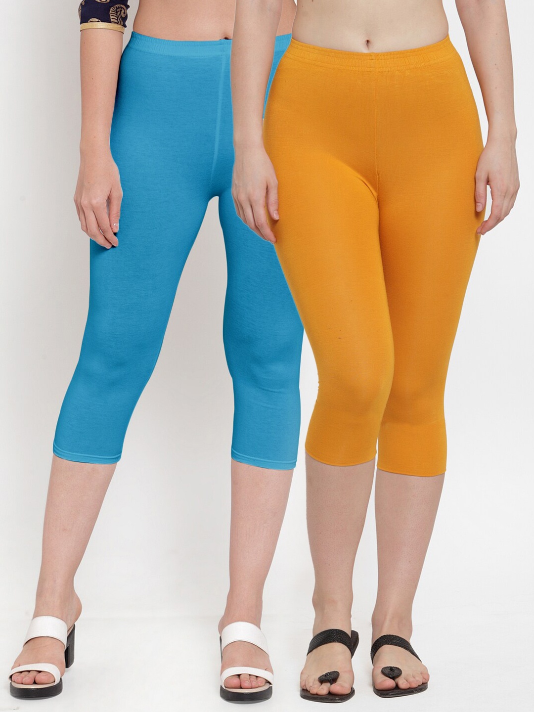 

GRACIT Women Pack Of 2 Blue & Orange Capris