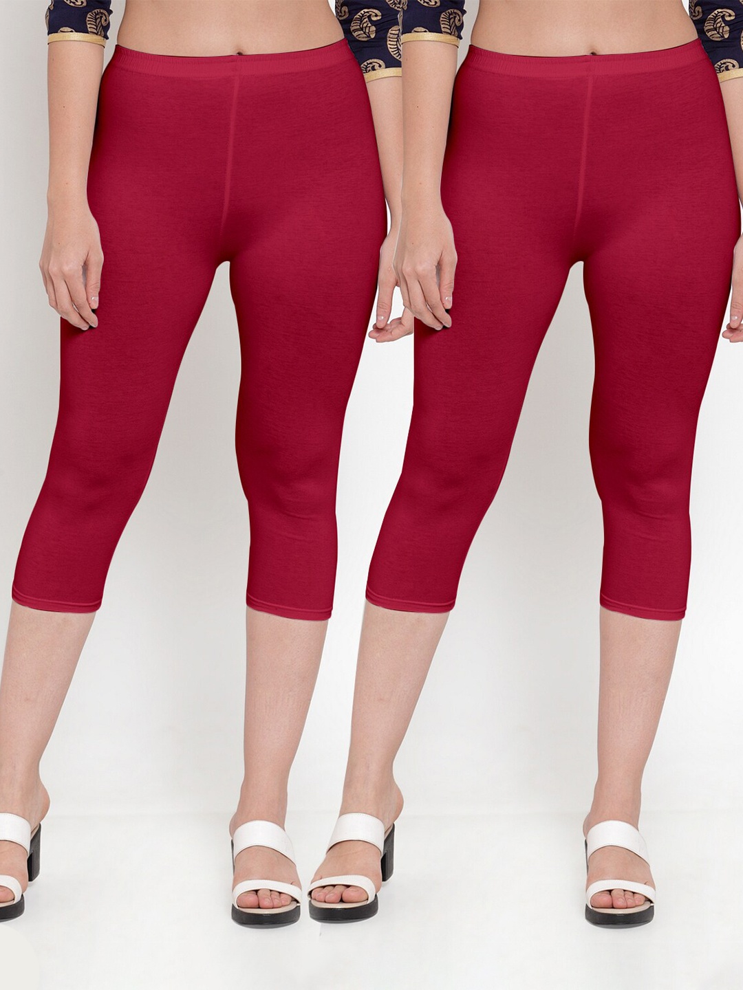 

GRACIT Women Pack Of 2 Maroon Capris