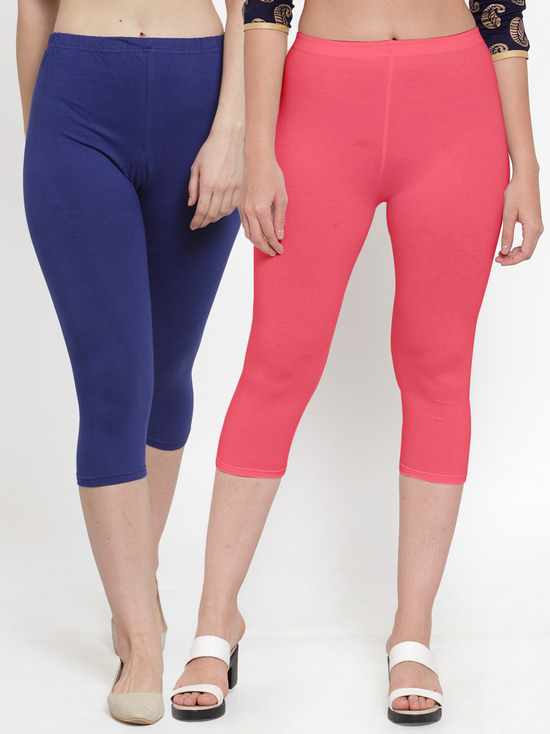 

GRACIT Women Pack of 2 Blue & Pink Capris