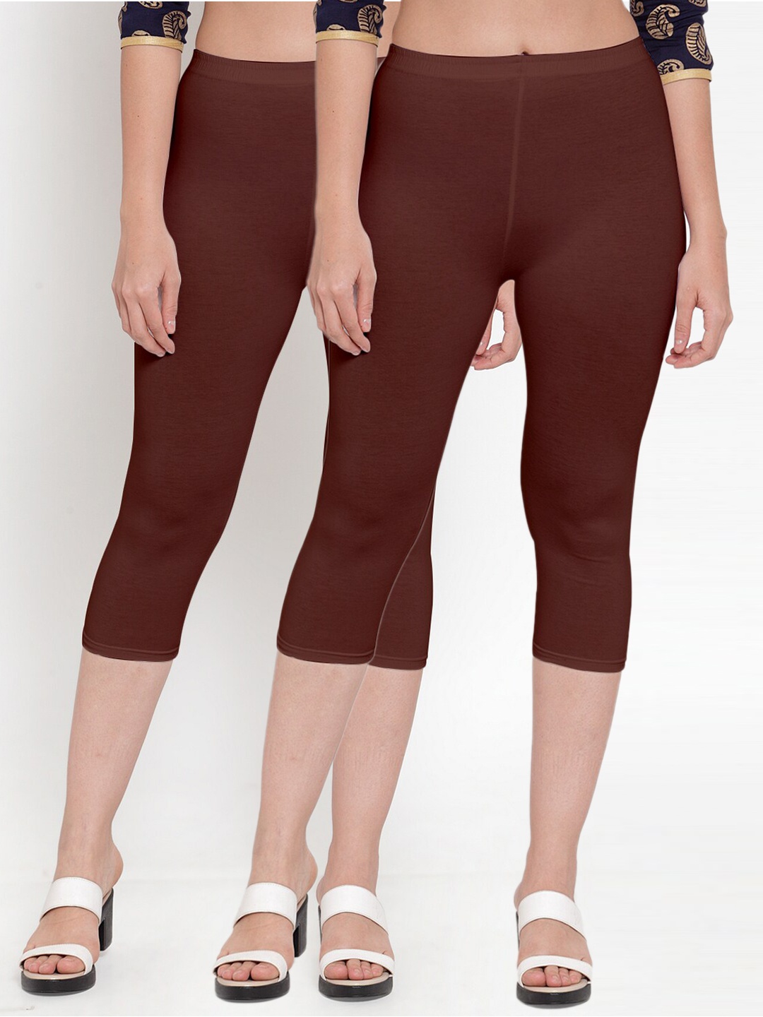 

GRACIT Women Pack Of 2 Brown Capris