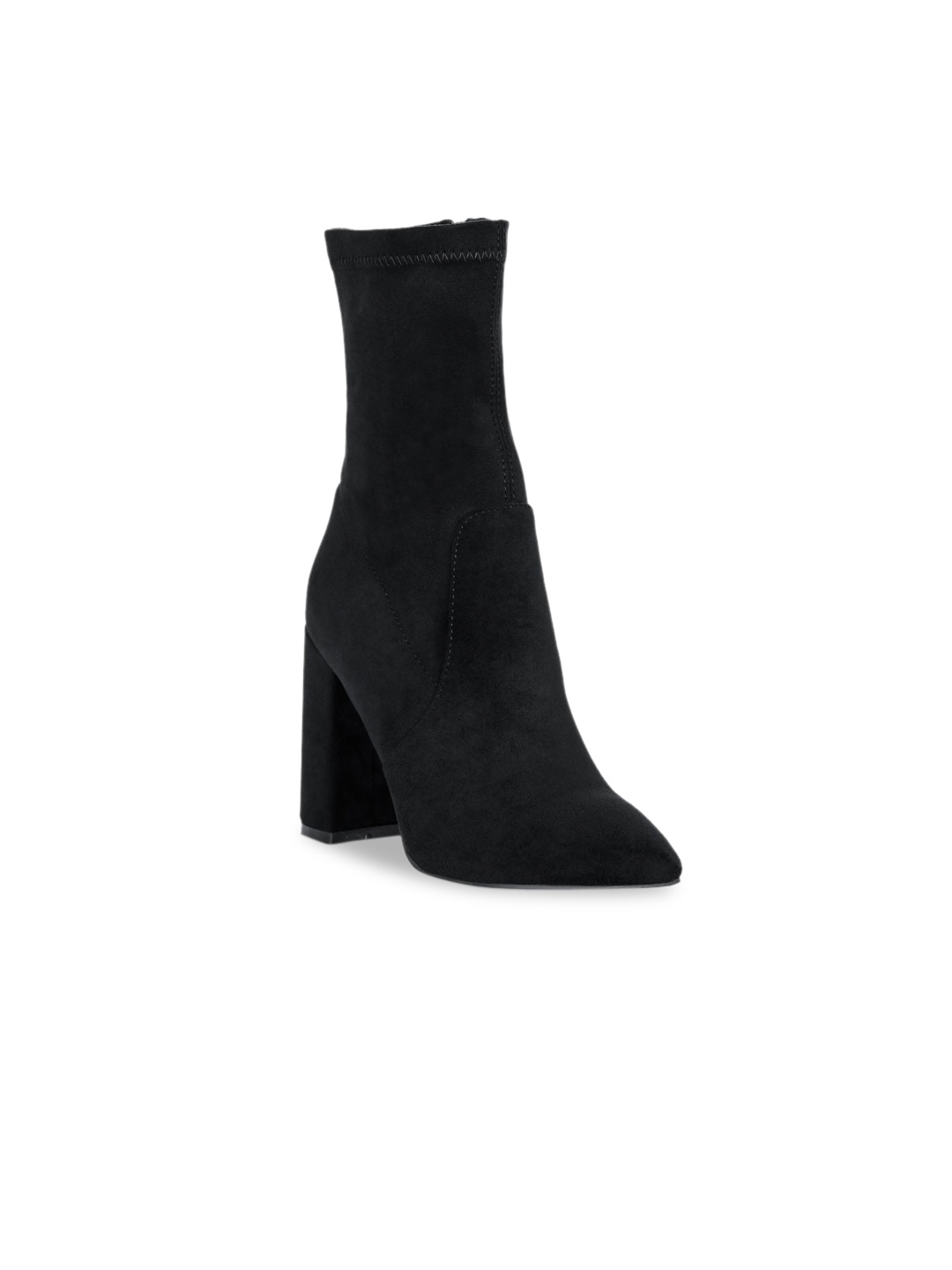 

London Rag Women Black Suede Solid High Block Heeled Boots