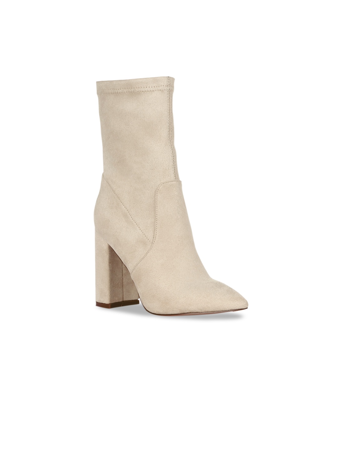 

London Rag Beige Suede Party Block Heeled Boots