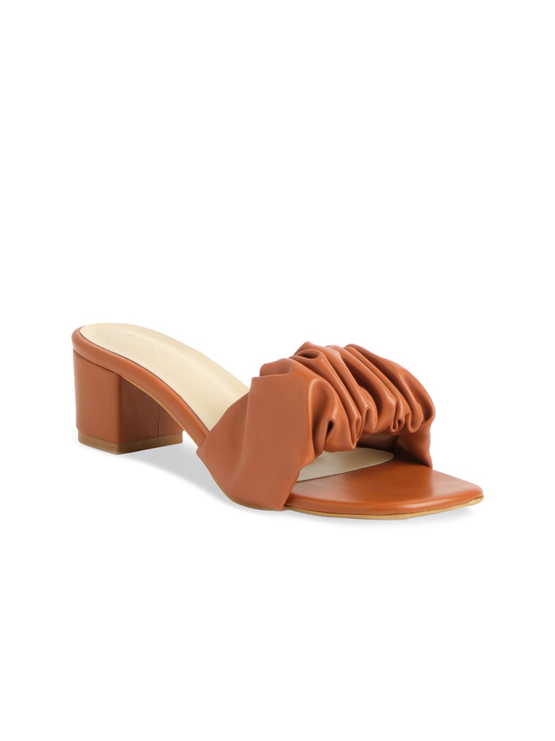 

ERIDANI Tan Block Sandals with Tassels