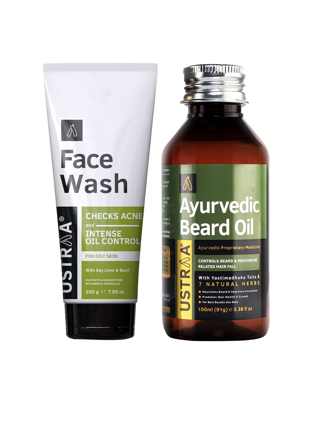 

Ustraa Green Combo Of Face Wash For Oil Skin & Ayurvedic Beard Oil