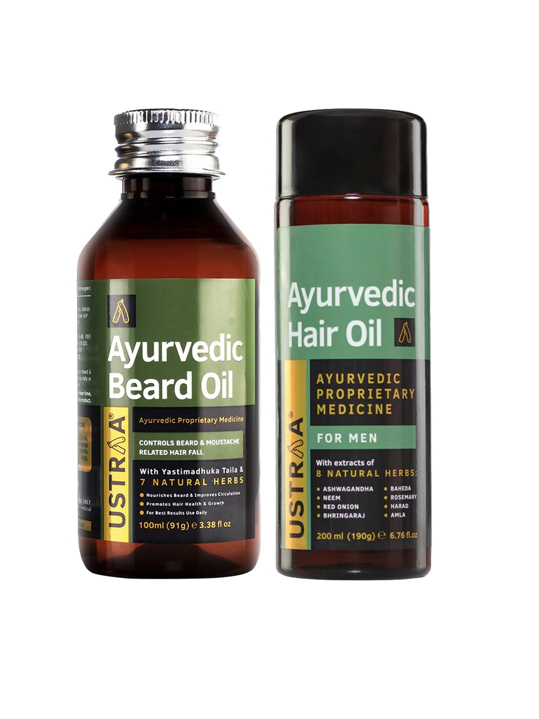 

Ustraa Men Green Combo Of Ayurvedic Beard Oil & Hair Oil
