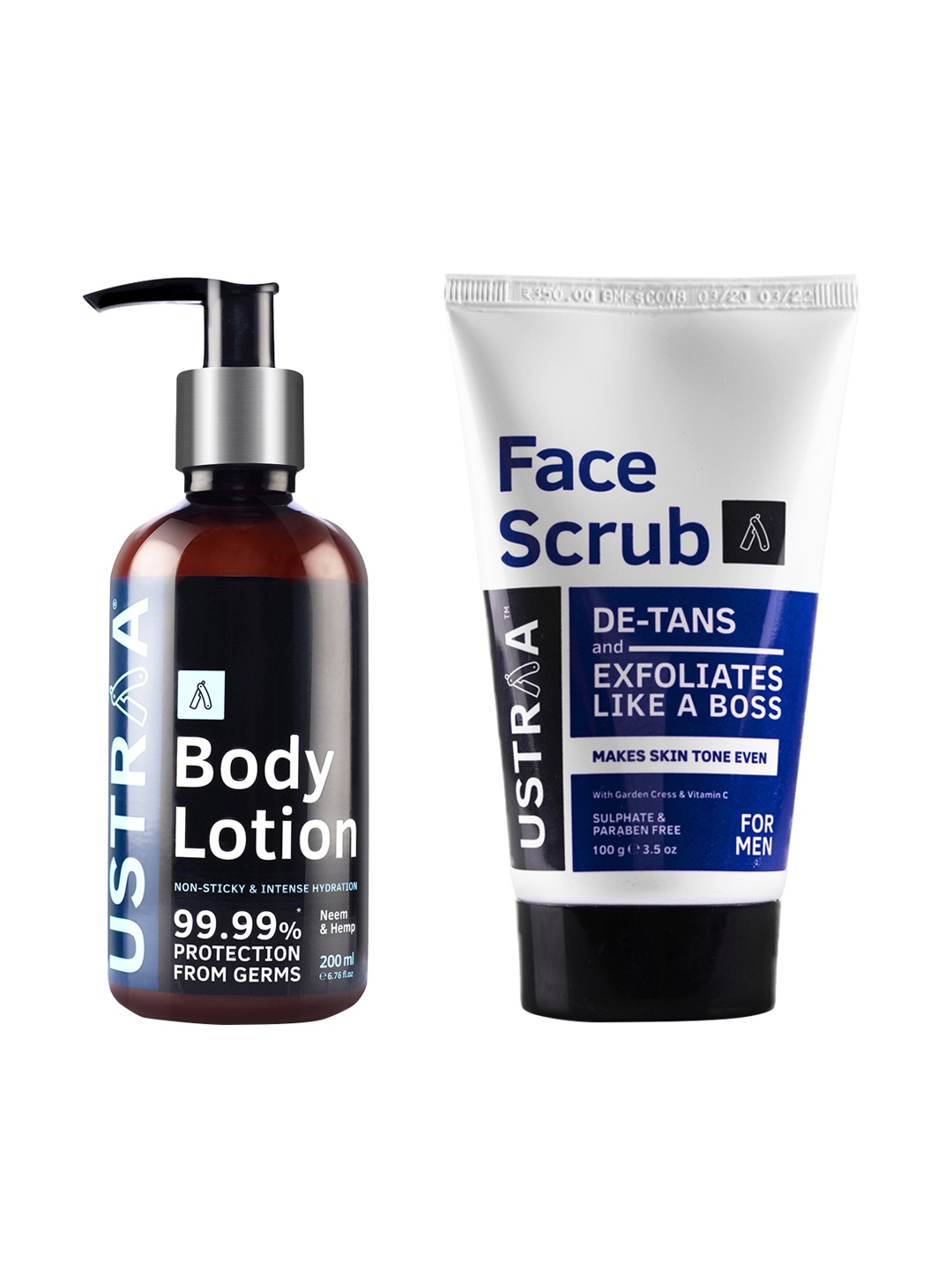 

Ustraa Men Black Combo Of Body Lotion & De-Tan Face Scrub
