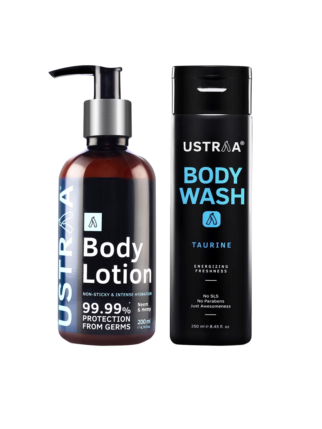 

Ustraa Mens Combo of Body Lotion 200ml & Body Wash 250ml, Black