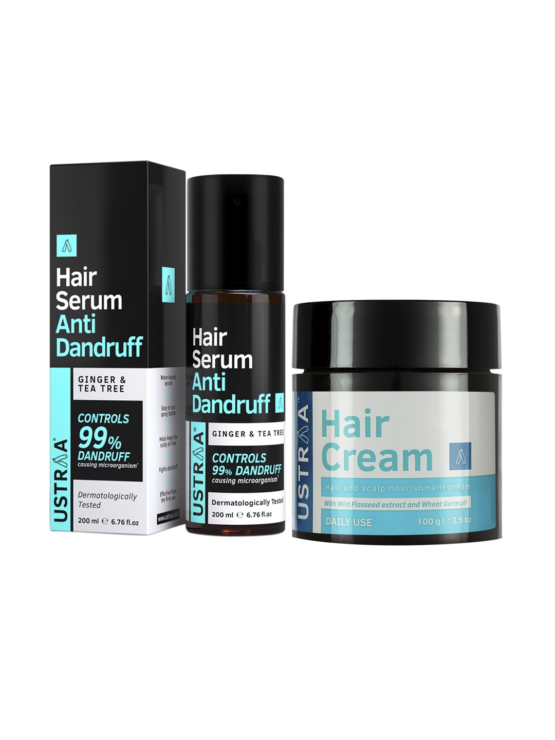 

Ustraa Mens Combo of 2 Hair Cream & Anti Dandruff Serum, 300 gm, Black