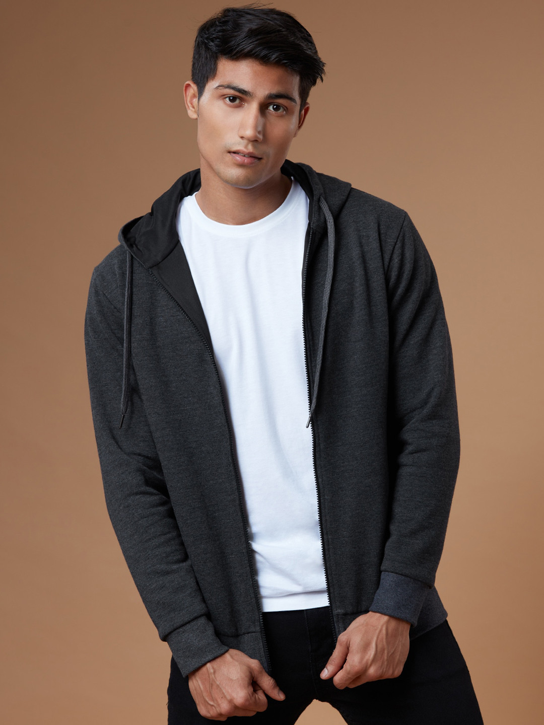 

The Souled Store Men Grey Melange Cotton Bomber Jacket