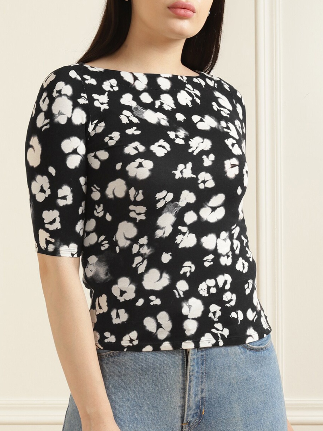 

Ted Baker Women Black Printed Pure Cotton T-shirt