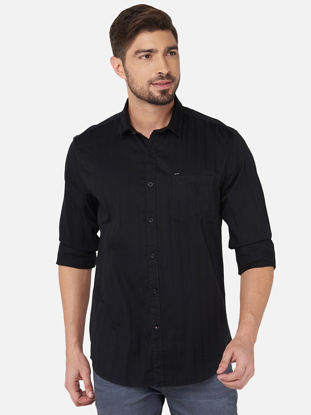 

Oxemberg Men Black Classic Slim Fit Casual Shirt