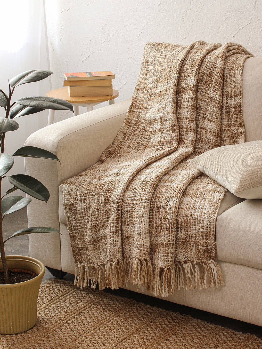 

House This Beige Solid Acrylic Throws