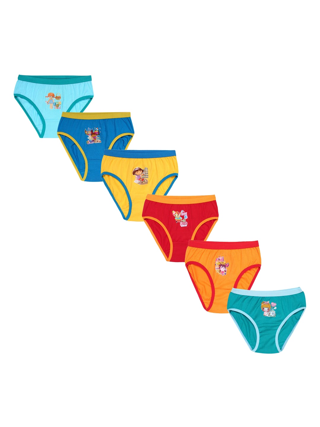 

CAREPLUS Infant Girls Pack Of 6 Assorted Pure Combed Cotton Basic Briefs