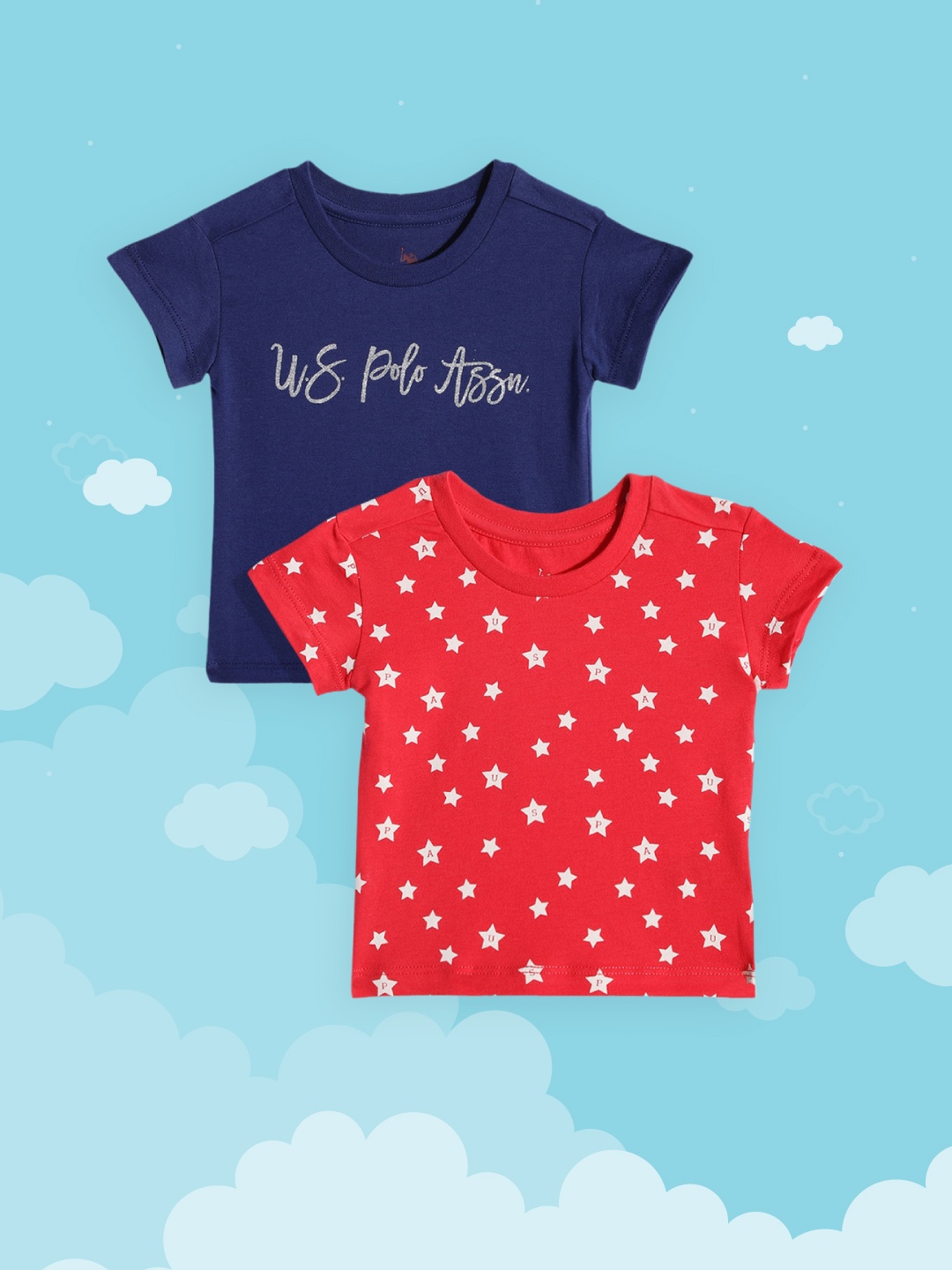 U.S. Polo Assn. Kids Girls Assorted Pack of 2 Printed T-shirts